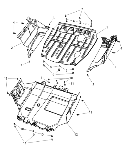 2011 Jeep Compass Belly Pan Front Diagram for 5113536AA