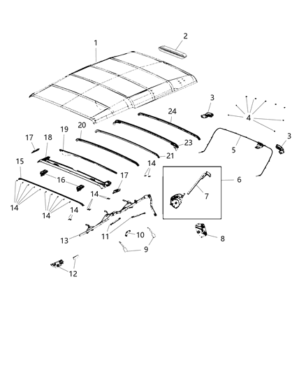 2021 Jeep Wrangler Convertible Top Diagram 1 - Thumbnail