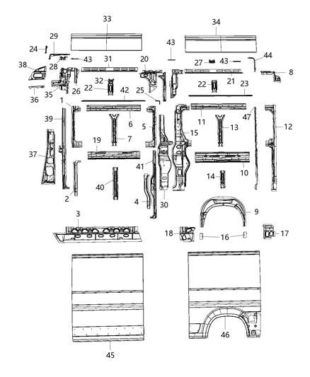 Side Reinforcement, Driver Side Diagram for 68248936AB