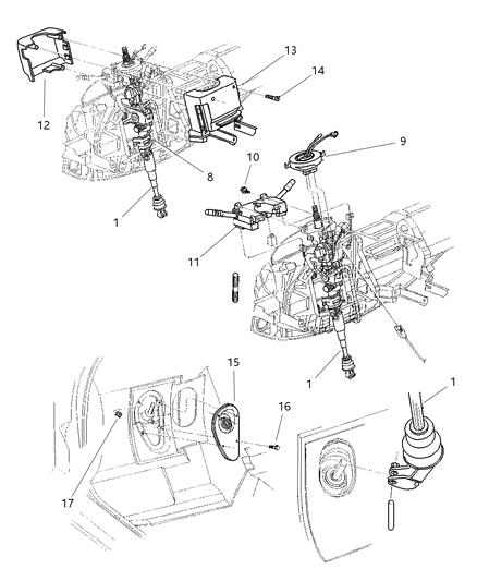 2000 Chrysler Sebring Convertible Column, Steering, Upper And Lower Diagram