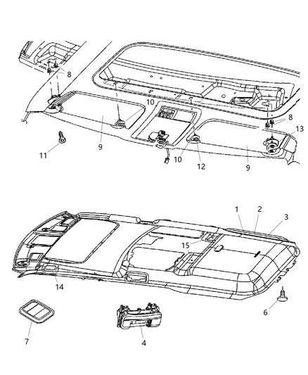 2007 Jeep Commander Sunvisor Support Diagram for 1AL25BD1AA