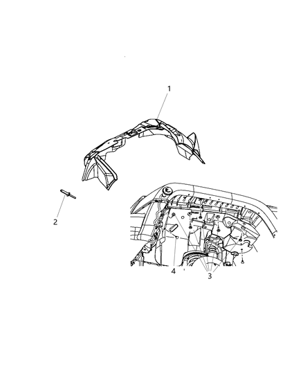 2018 Jeep Wrangler JK (Previous-generation) Front Fender Shields Diagram
