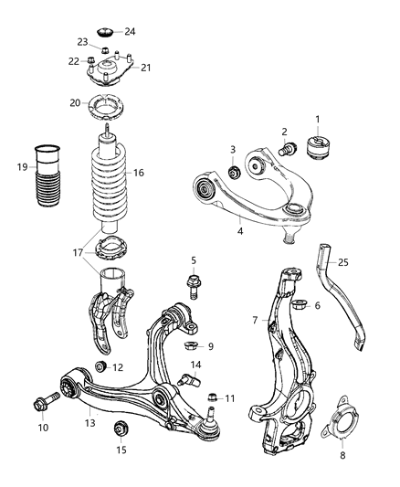 2021 Jeep Grand Cherokee Coil Spring, Front Diagram for 68506661AA