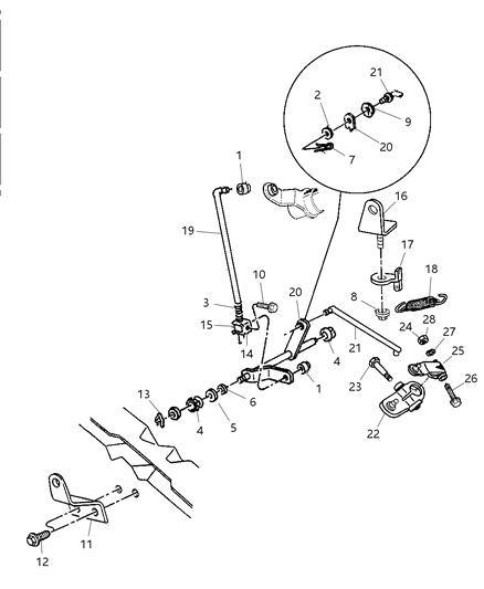 1998 Dodge Ram 1500 Regular Cab Controls, Gearshift, Lower Diagram 2 - Thumbnail
