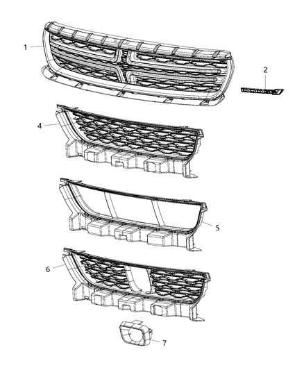 2019 Dodge Charger Grilles & Related Items Diagram 1 - Thumbnail