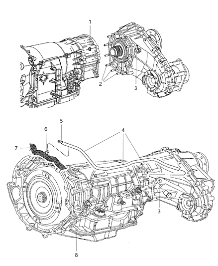 2008 Jeep Commander Transfer Case Mounting & Venting Diagram 1 - Thumbnail