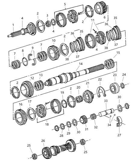 1999 Dodge Ram 3500 Regular Cab Gear Train of Manual Transmission Diagram 3 - Thumbnail