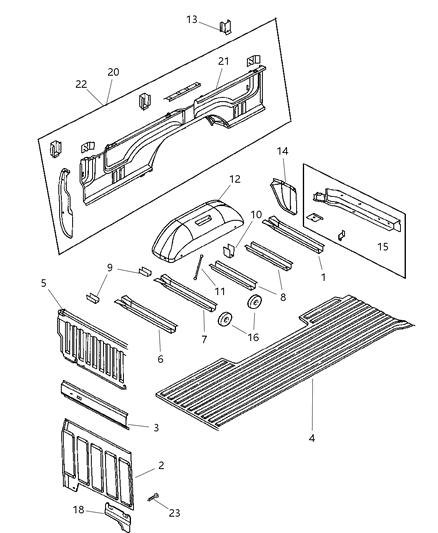 2000 Dodge Ram 3500 Regular Cab Floor Box & Panel Diagram