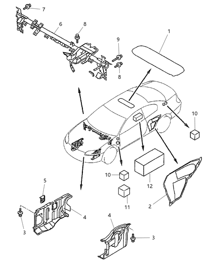 2004 Chrysler Sebring Crossmember, Front Diagram for MR592093