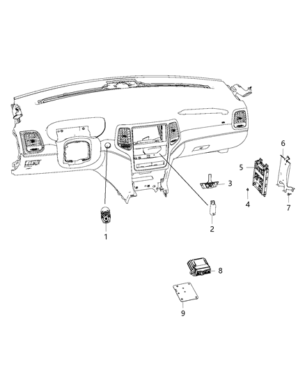 2015 Jeep Grand Cherokee Module Ignition Switch Push Button Diagram for 68207000AD