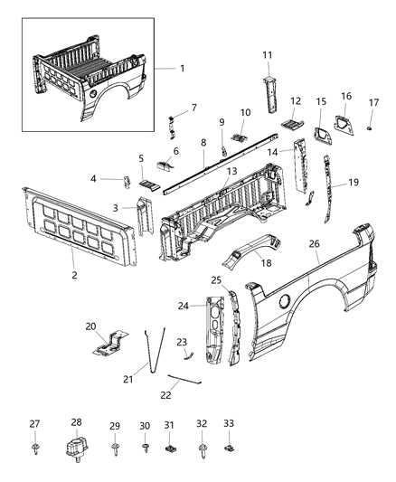 2014 Ram 1500 Box Assembly, Rear Diagram for 68054899AC