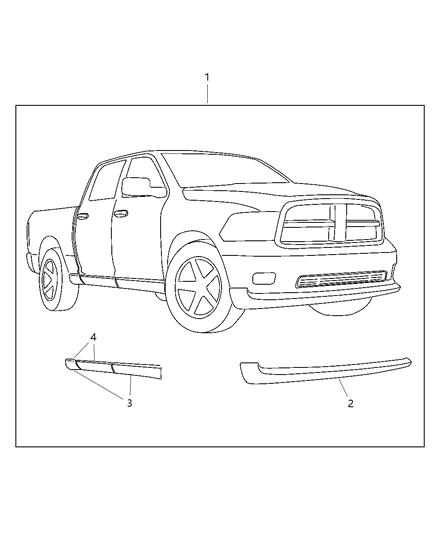2010 Dodge Ram 1500 Air Dam Front Diagram for 68051738AA