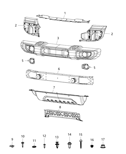 2019 Jeep Wrangler Bumper Diagram 1 - Thumbnail