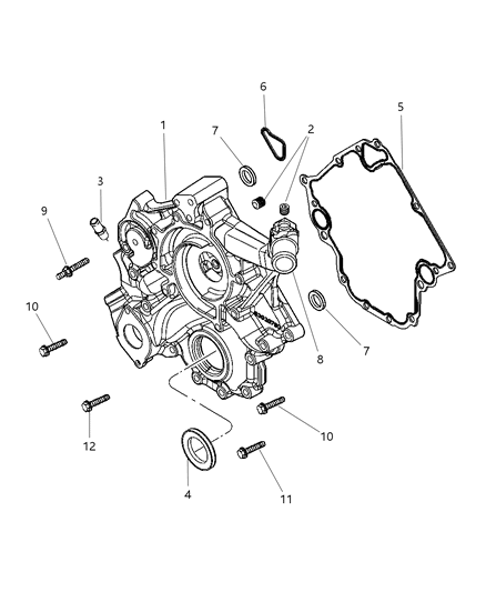 2003 Dodge Dakota Timing Cover Diagram for 53021714AB