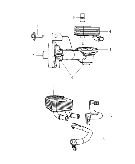 2010 Dodge Journey Engine Oil Cooler & Hoses / Tubes Diagram 4 - Thumbnail