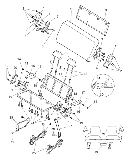 1997 Dodge Grand Caravan Bolt Recliner To Cushion Front Seat Back (M10-1.5X52) Diagram for 4897324AA