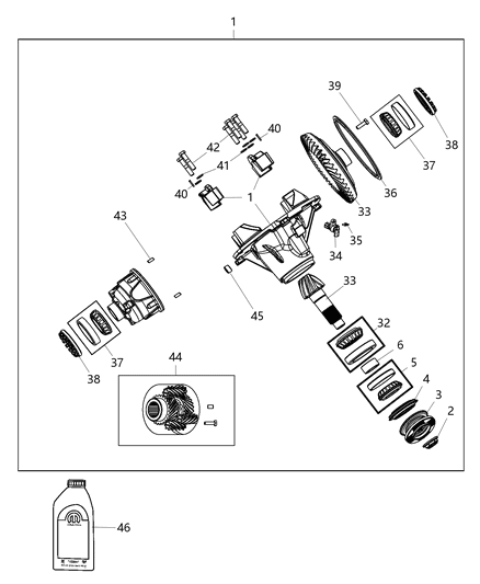 2015 Ram 5500 Differential Assembly of Rear Axle; Differential And Drive Line Diagram