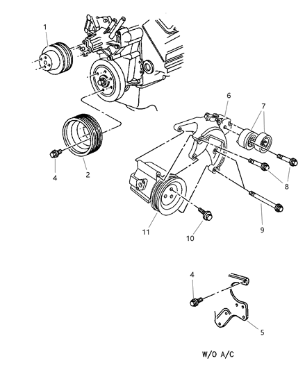 1999 Dodge Ram 3500 Regular Cab Drive Pulleys Diagram 2 - Thumbnail