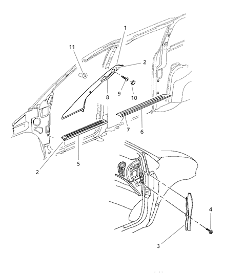 1998 Dodge Caravan Plate Sliding Door Scuff Diagram for PJ69WL5