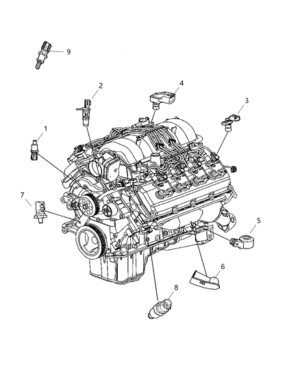 2006 Jeep Grand Cherokee Sensors - Engine Diagram 2 - Thumbnail