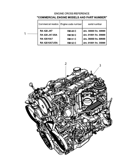 2007 Jeep Wrangler Engine Assembly , Identification & Components Diagram 1 - Thumbnail