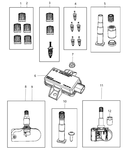 2013 Chrysler 300 Sensor Kit Tire Pressure Mounting Hardware Kit Diagram for 68406533AA