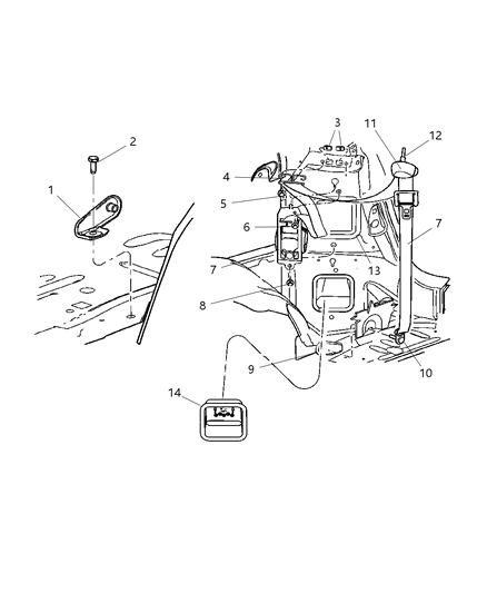 2007 Chrysler Pacifica Cup Seat Belt Retractor Diagram for 4680536AC