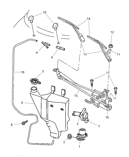 1997 Chrysler Sebring Frame, Wiper & Pivot Assembly (W/O Motor) Diagram for 4882065