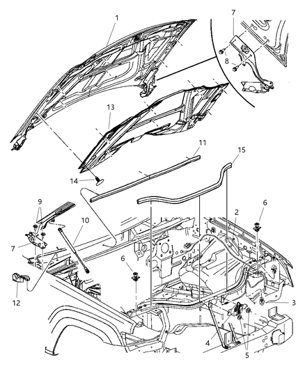 2007 Jeep Grand Cherokee Hinge, Front Passenger Side Diagram for 55394474AB
