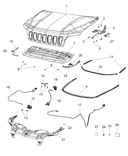 2021 Jeep Cherokee Bracket Support Front Diagram for 68288334AA