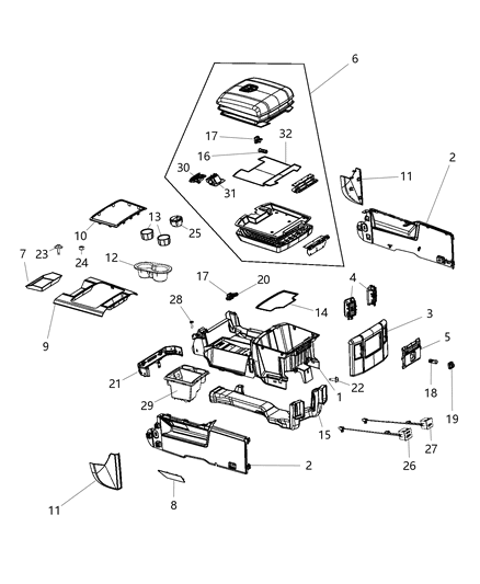 2015 Ram 2500 Floor Console Diagram 2 - Thumbnail
