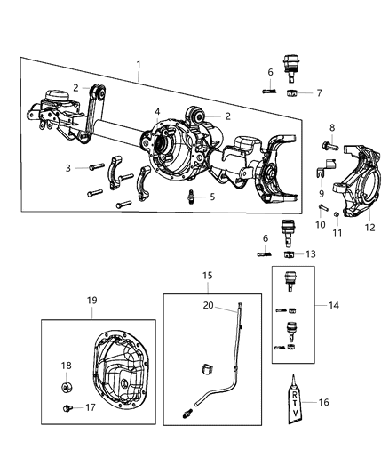 2017 Jeep Wrangler Housing And Vent of Front Axle; Differential And Drive Line Diagram 2 - Thumbnail