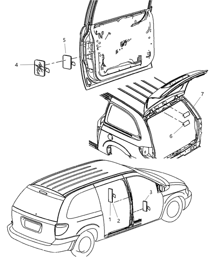2004 Chrysler Pacifica Label Mercury Warning Left B Pillar Diagram for 5020527AA