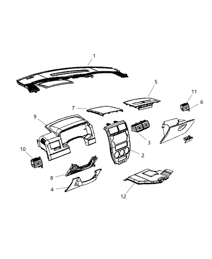 2008 Jeep Compass Instrument Panel Trim of Electrical Diagram