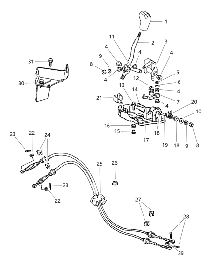 1999 Chrysler Sebring Coupe Gear Shift Controls Diagram
