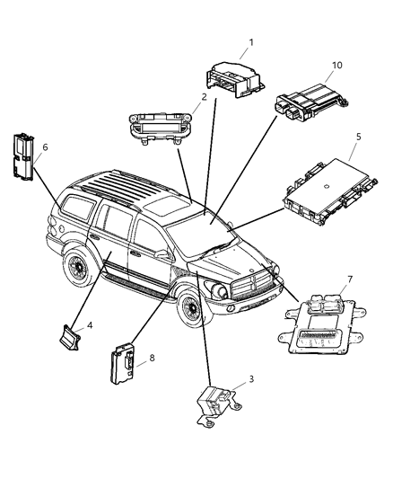 2004 Dodge Durango Module Occupant Restraint Diagram for 56043293AF