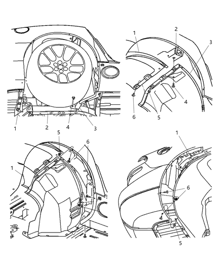 2005 Dodge Viper Shields - Rear Wheelhouse Diagram