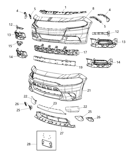 2020 Dodge Charger Air Duct Diagram for 68228405AD