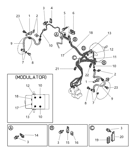 2000 Chrysler Sebring Coupe Front Brake Lines Diagram 1 - Thumbnail