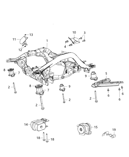 2018 Dodge Durango Engine Cradle Rear Bushing, Front Diagram for 52124861AB