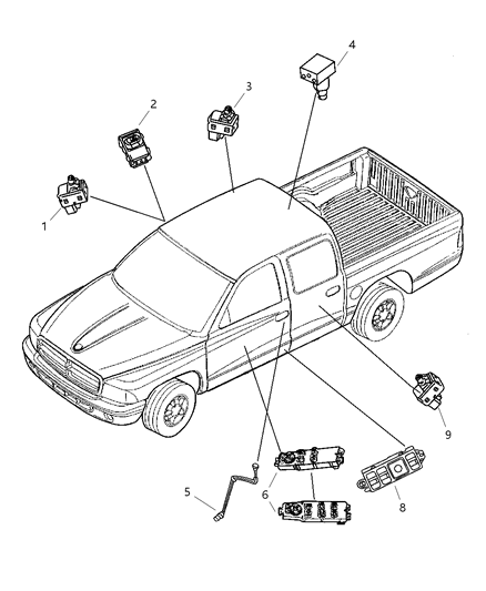 2001 Dodge Dakota Bezel Power Window Switch Diagram for 5GU30WL5AA