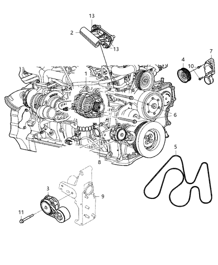 2010 Dodge Ram 3500 Generator Engine Diagram for R4801313AC