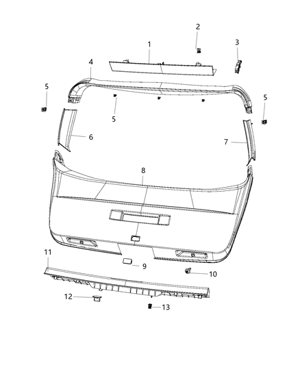 2012 Dodge Journey Scuff Plate, Black, Rear Diagram for 1BE73DX9AB
