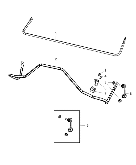 2008 Jeep Patriot Stabilizer Bar Bushing, Rear Diagram for 5105878AA