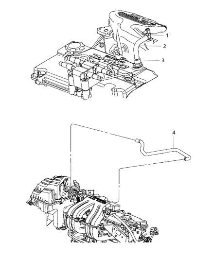 2007 Dodge Caravan Hose PCV Valve To Intake Manifold Diagram for 4781288AA
