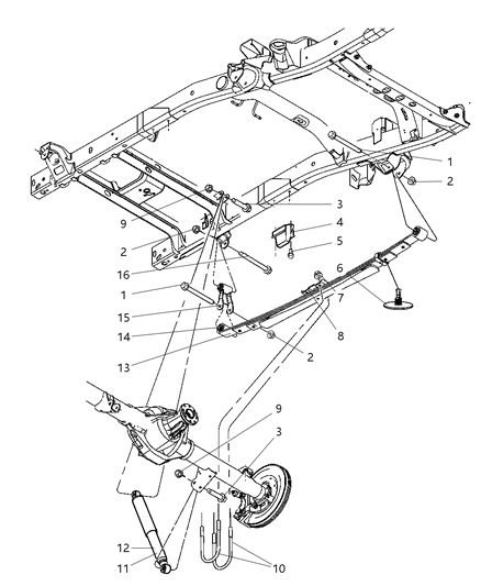 2008 Dodge Ram 1500 Shock Absorber Suspension Rear Diagram for 52853704AB