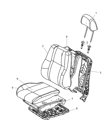 2008 Jeep Grand Cherokee Front Seat - Bucket Diagram 1 - Thumbnail