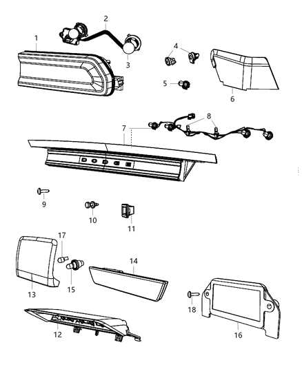 2012 Dodge Challenger Lamp Tail Stop Backup Diagram for 68059854AC
