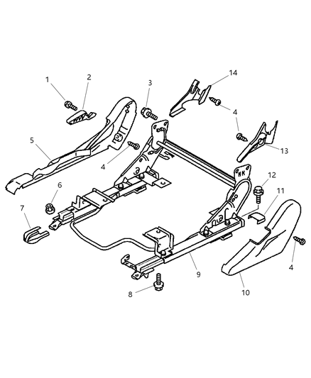 2002 Chrysler Sebring Coupe Adjuster, Shields And Attaching Parts , Right Diagram