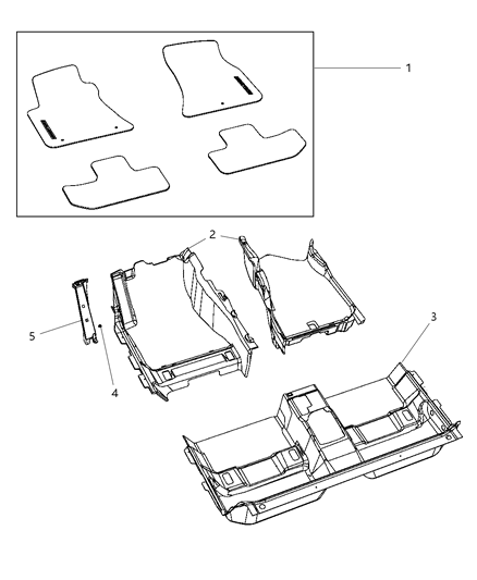 2013 Dodge Challenger Carpet Front Floor Diagram for 1QR31XDVAC